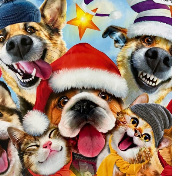 Ceaco 550 pc Selfies Christmas Dogs and Cats Interlocking Jigsaw Puzzle - Picture 3 of 4
